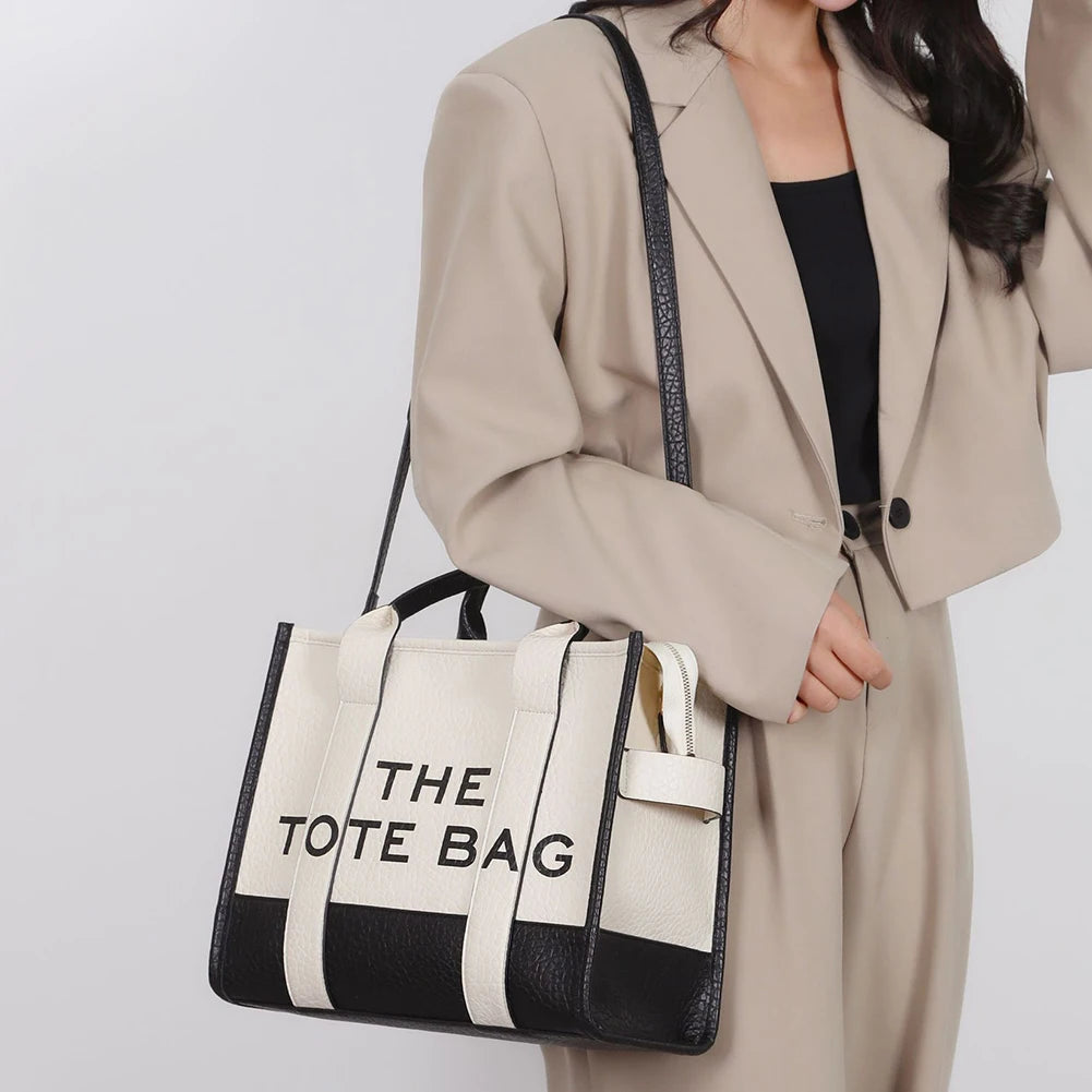 PU Leather Messenger Bag Fashion Letter Underarm Bag Casual Large Capacity Adjustable Strap Simple Portable for Weekend Vacation - Lylamor.com