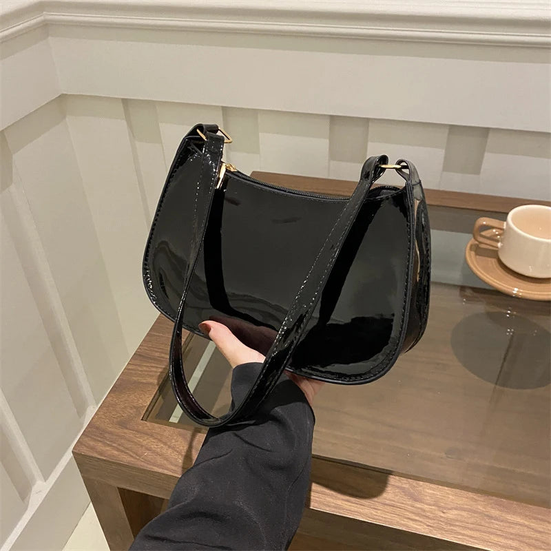 Retro Solid Color PU Leather Shoulder Bag - Fashion Hobo Handbag for Women