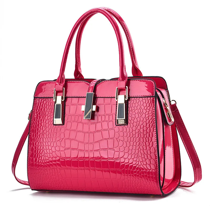 Luxury Crocodile-Pattern Tote Bag - Large Capacity Designer Shoulder & Crossbody Handbag