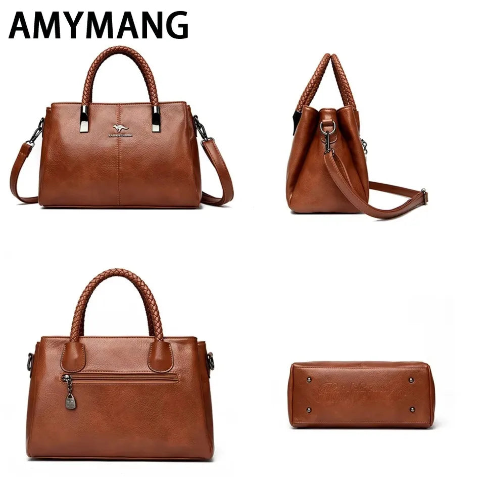 Luxury Women’s PU Leather Shoulder & Crossbody Tote Bag – Large Capacity Handbag with Zipper Closure - Lylamor.com