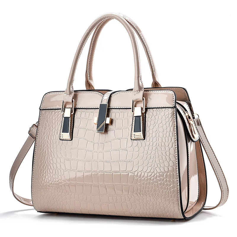 Luxury Crocodile-Pattern Tote Bag - Large Capacity Designer Shoulder & Crossbody Handbag