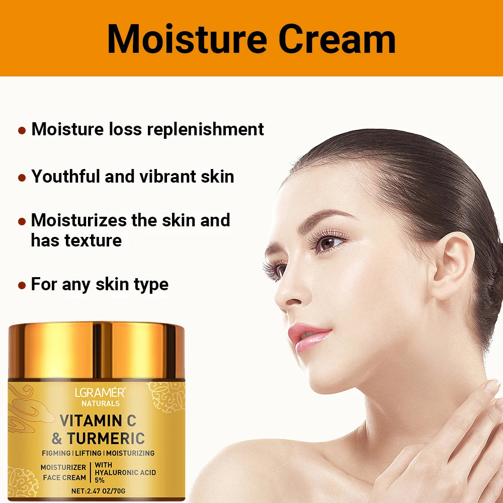 Turmeric & Vitamin C Face Cream – Retinol + Hyaluronic Acid Brightening Moisturizer