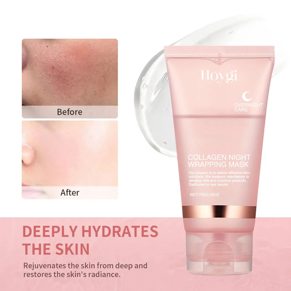 Masque coréen enveloppant de nuit au collagène – Soin peel-off hydratant en profondeur