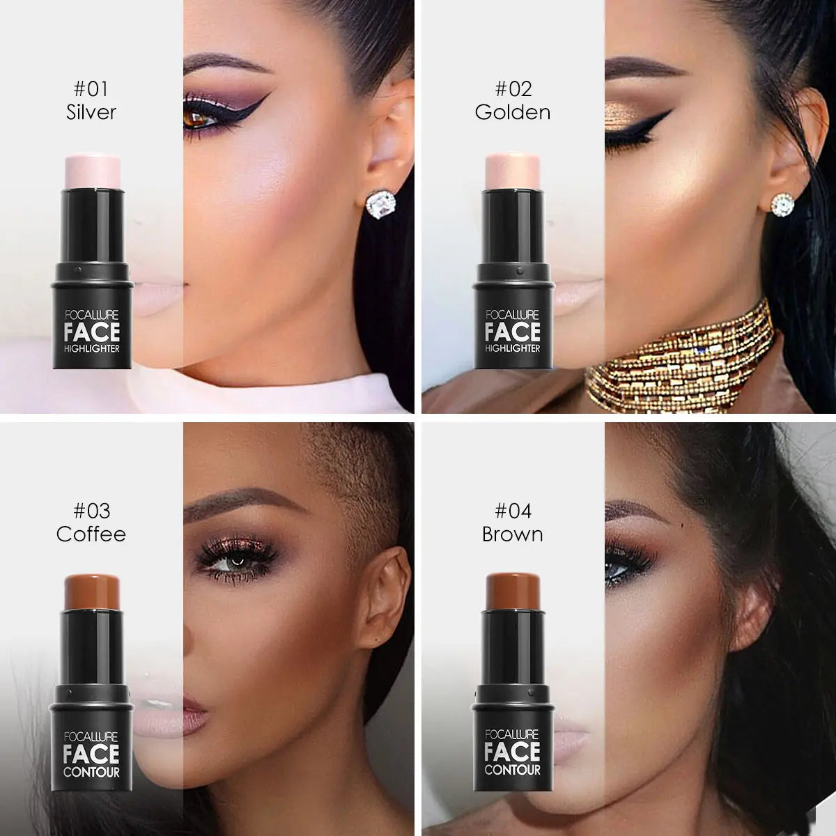 FOCALLURE Bronzer & Highlighter Stick – Waterproof Contour Corrector Illuminator Cream for Face & Body Makeup - Lylamor.com