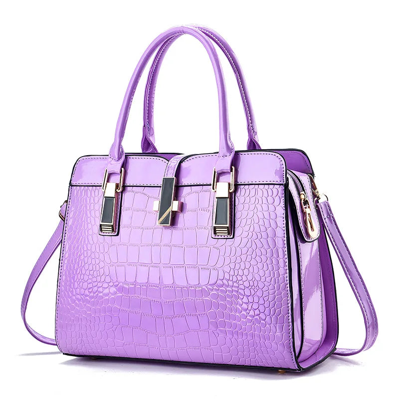 Luxury Crocodile-Pattern Tote Bag - Large Capacity Designer Shoulder & Crossbody Handbag