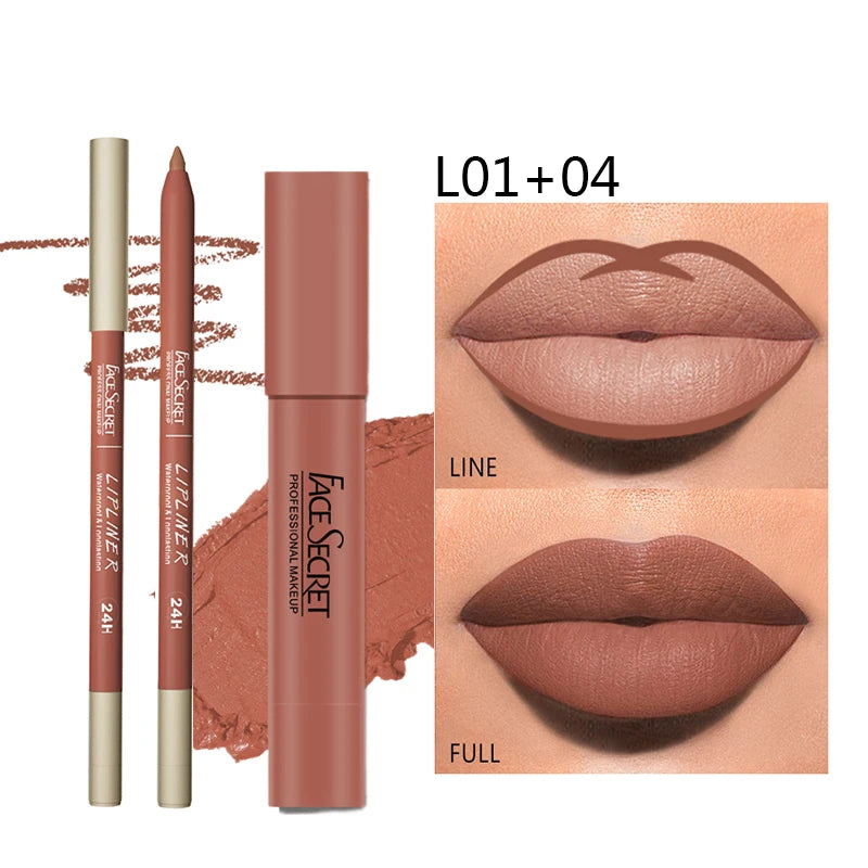 Matte Lipliner & Lipstick Set – Waterproof, Long-Lasting Lip Makeup