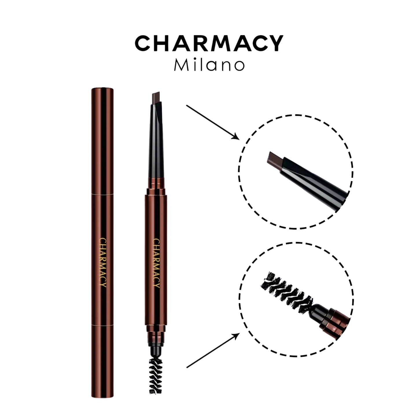 CHARMACY Professional 2-in-1 Triangle Eyebrow Pencil | Long-Lasting Waterproof Brow Definer