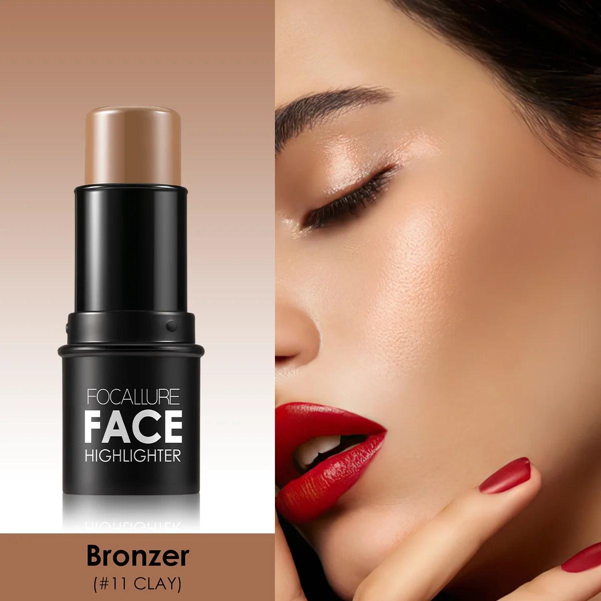 FOCALLURE Bronzer & Highlighter Stick – Waterproof Contour Corrector Illuminator Cream for Face & Body Makeup - Lylamor.com