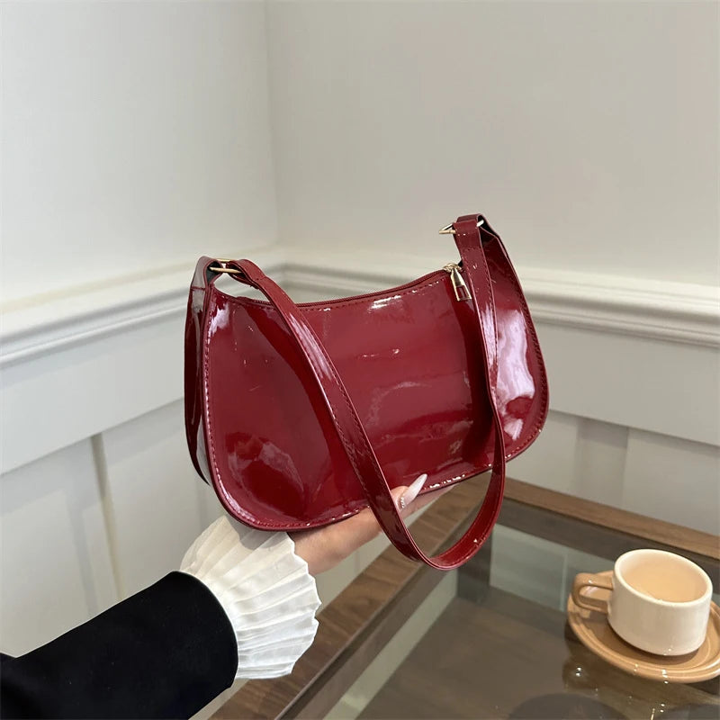 Retro Solid Color PU Leather Shoulder Bag - Fashion Hobo Handbag for Women