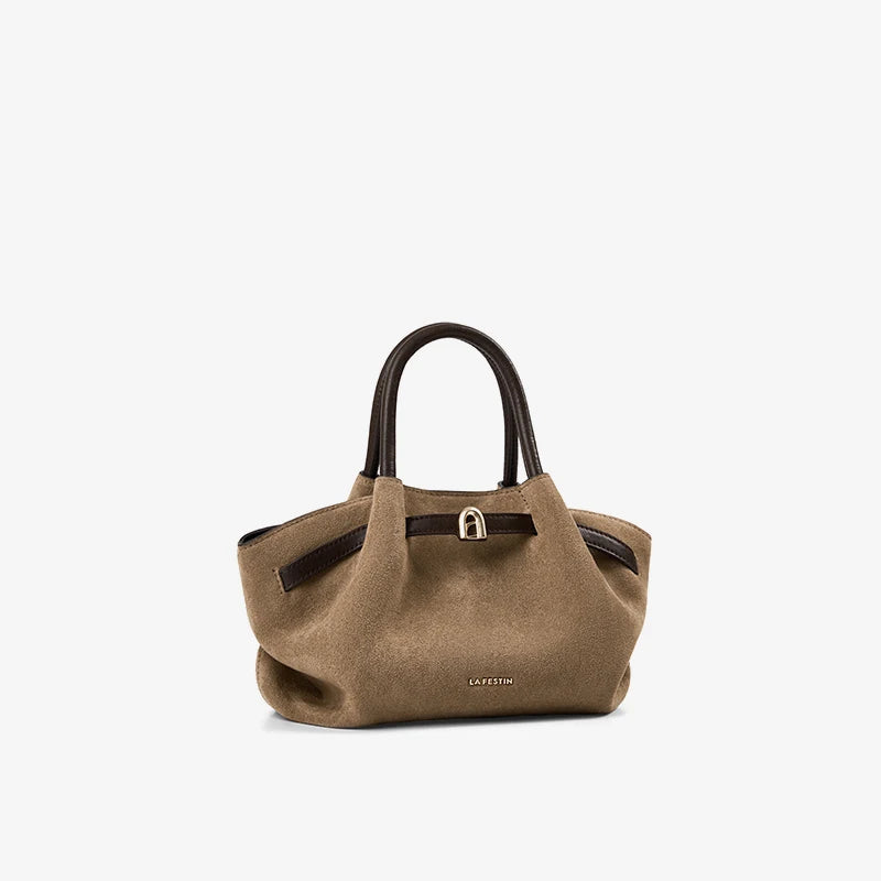 LA FESTIN Suede Leather Bucket Bag – Small Shoulder & Crossbody Tote - Lylamor.com