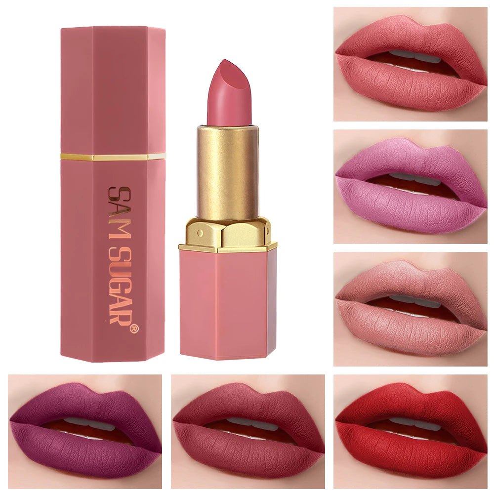 6PC Gold Bar Lipstick Set – Matte Pearlescent Glitter Velvet Lipsticks (Valentine’s Gift)