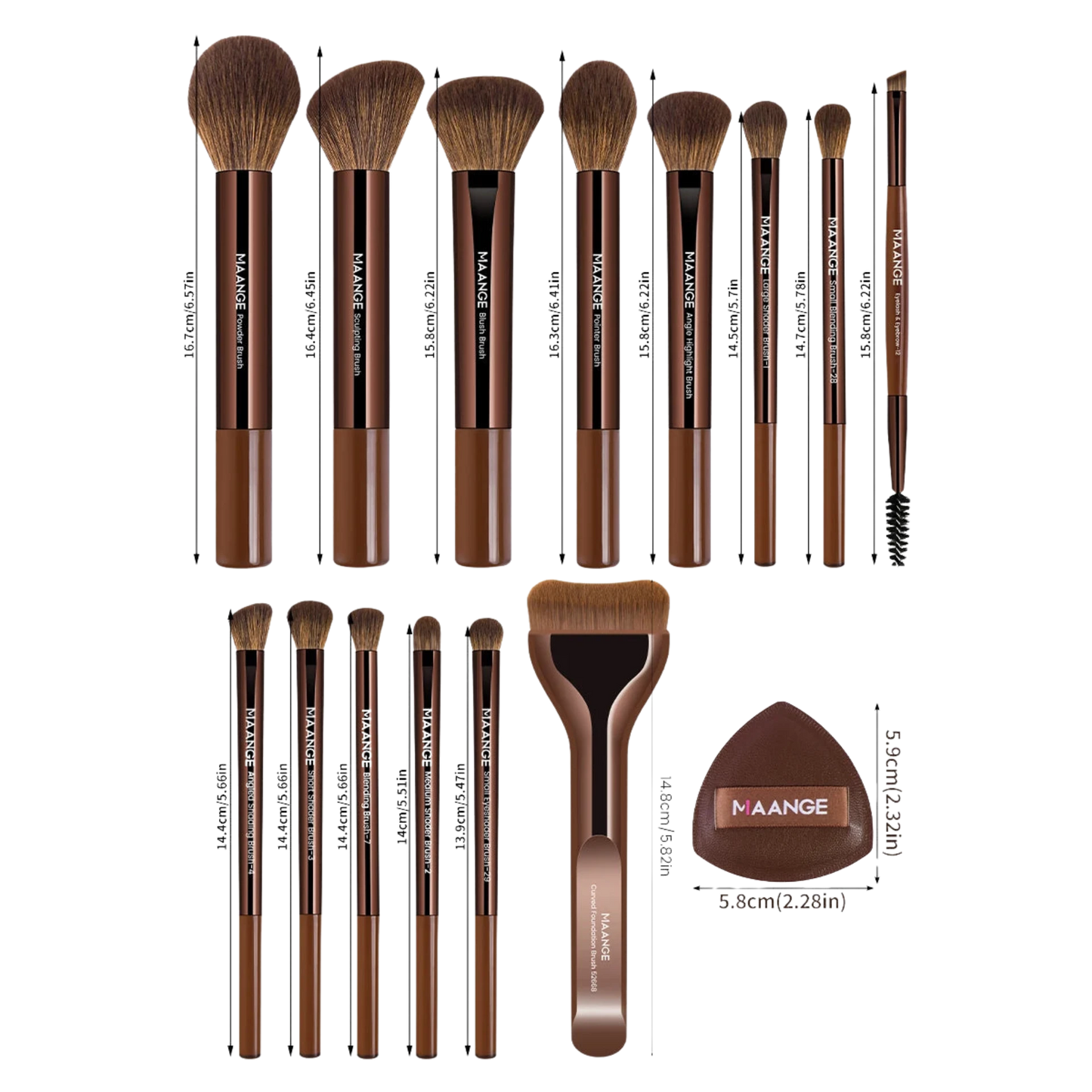 MAANGE 17pcs Makeup Brush Tool Set with Air Cushion Puffs & Storage Bag - Lylamor.com