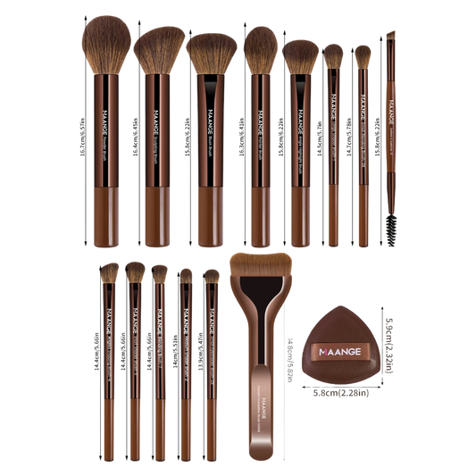 MAANGE 17pcs Makeup Brush Tool Set with Air Cushion Puffs & Storage Bag - Lylamor.com