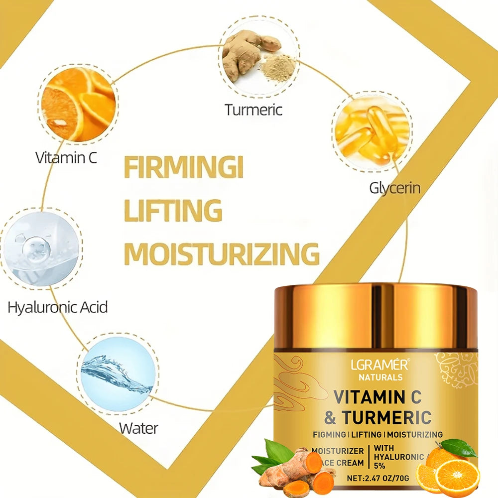 Turmeric & Vitamin C Face Cream – Retinol + Hyaluronic Acid Brightening Moisturizer