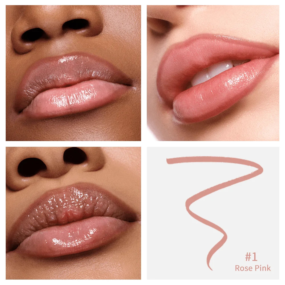 Waterproof Lip Tint Peel-Off Tattoo - Long Lasting Matte Brown Lip Liner & Gloss Duo