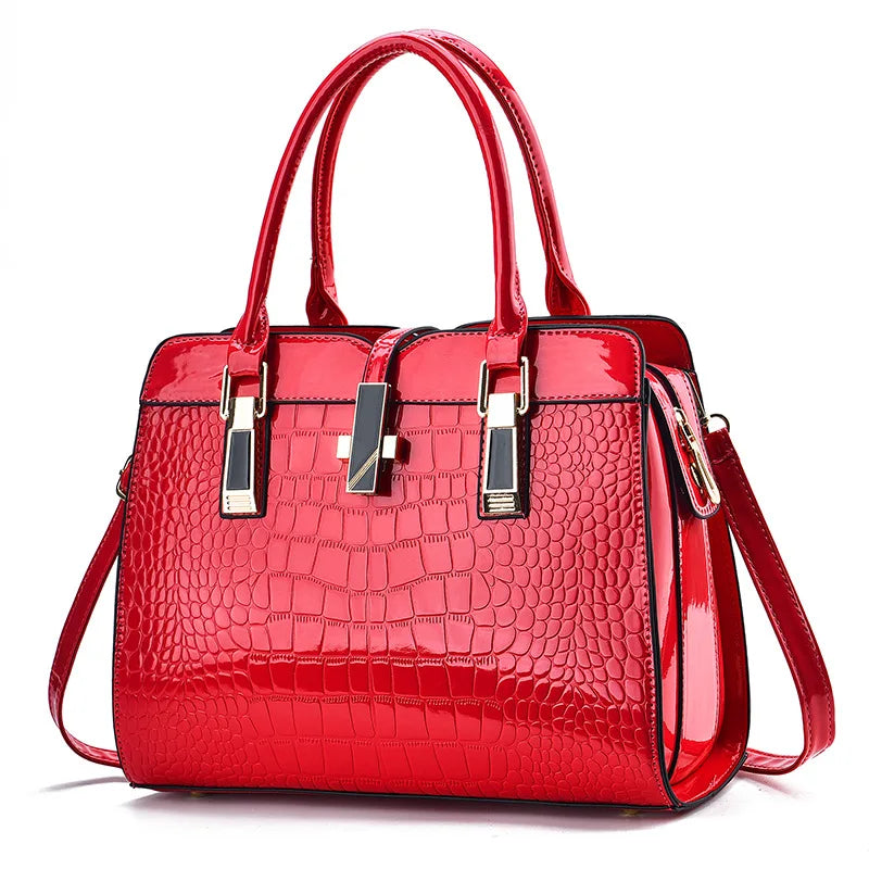Luxury Crocodile-Pattern Tote Bag - Large Capacity Designer Shoulder & Crossbody Handbag