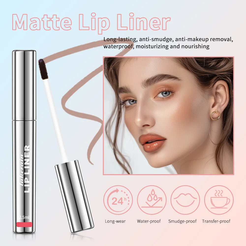 Waterproof Lip Tint Peel-Off Tattoo - Long Lasting Matte Brown Lip Liner & Gloss Duo