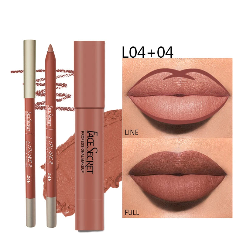 Matte Lipliner & Lipstick Set – Waterproof, Long-Lasting Lip Makeup