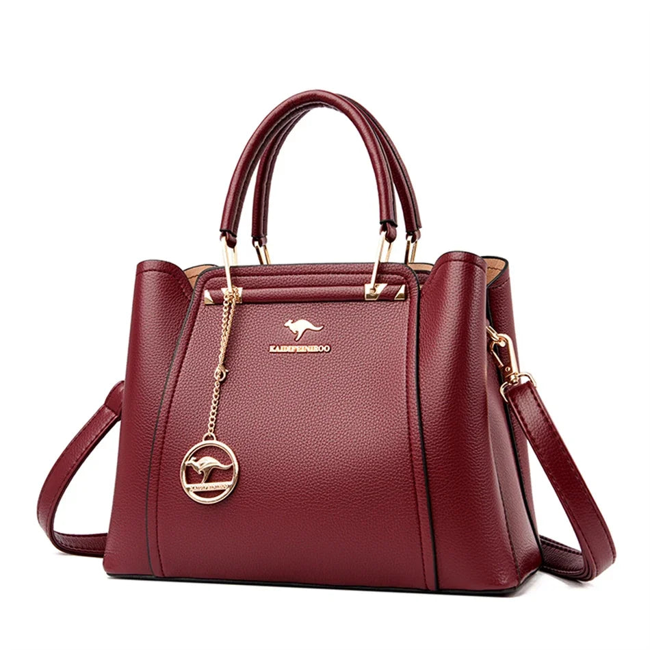 2025 Luxury 3-Layer Designer Handbag - Large Capacity Leather Shoulder & Crossbody Tote