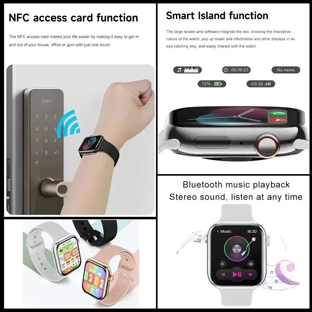 App GPS Watch 10 Smart Watch NFC Men HD AMOLED Memory Music 3D Surround Bluetooth Call Waterproof Smartwatch Woman
