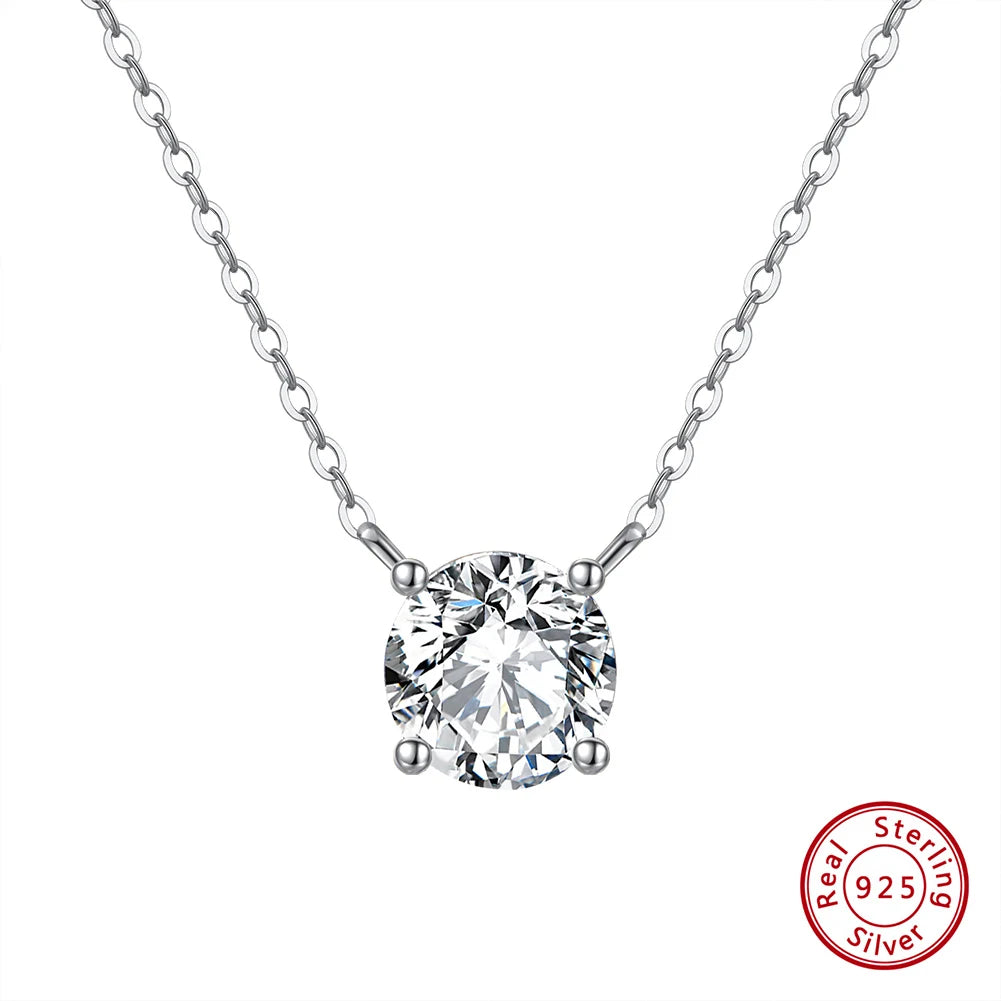 ORSA JEWELS 925 Sterling Silver Dainty Necklace for Women 14K Gold Plated Round Brilliant Cut Solitaire Pendant Necklace APN13 - Lylamor.com