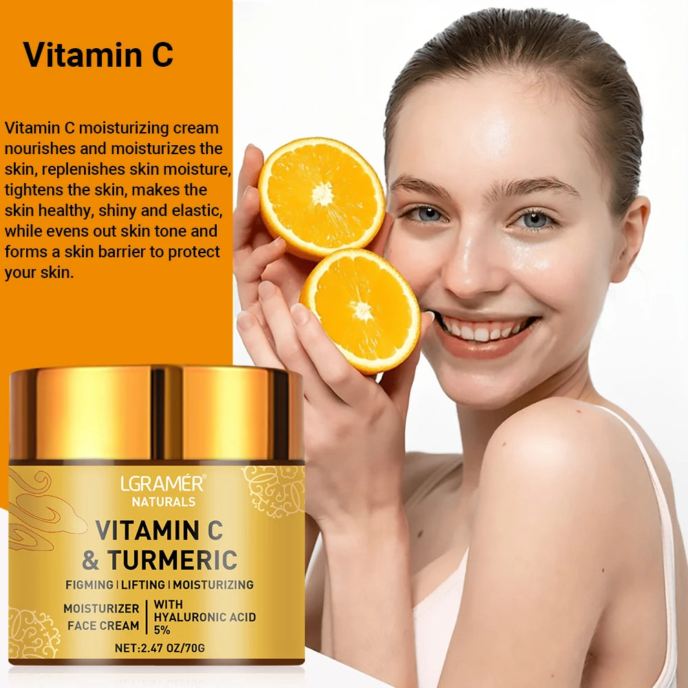 Turmeric & Vitamin C Face Cream – Retinol + Hyaluronic Acid Brightening Moisturizer