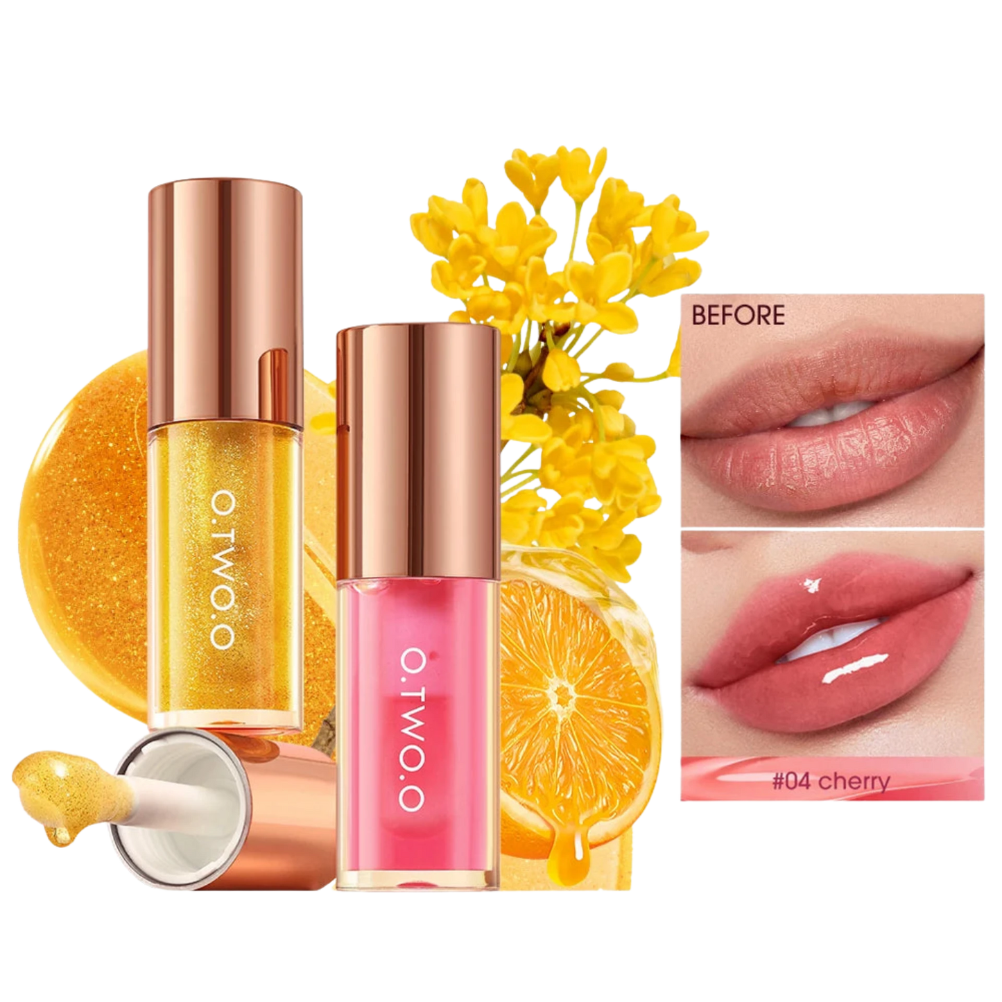 O.TWO.O Lip Oil Gloss Plumper Moisturizing Non-Sticky Glitter Shine Lip Balm Tint - Lylamor.com