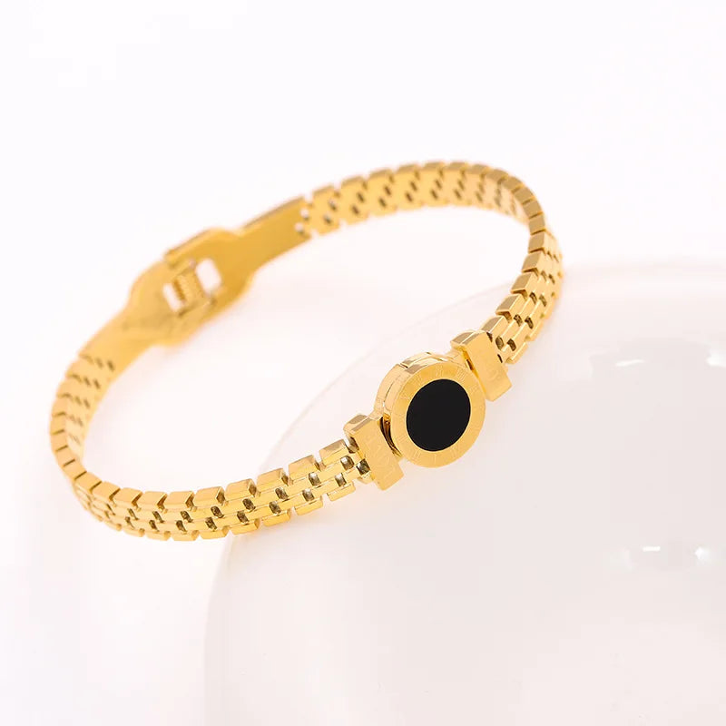 Titanium Steel Zircon Bracelet - Gold Plated Women's Everyday Jewelry