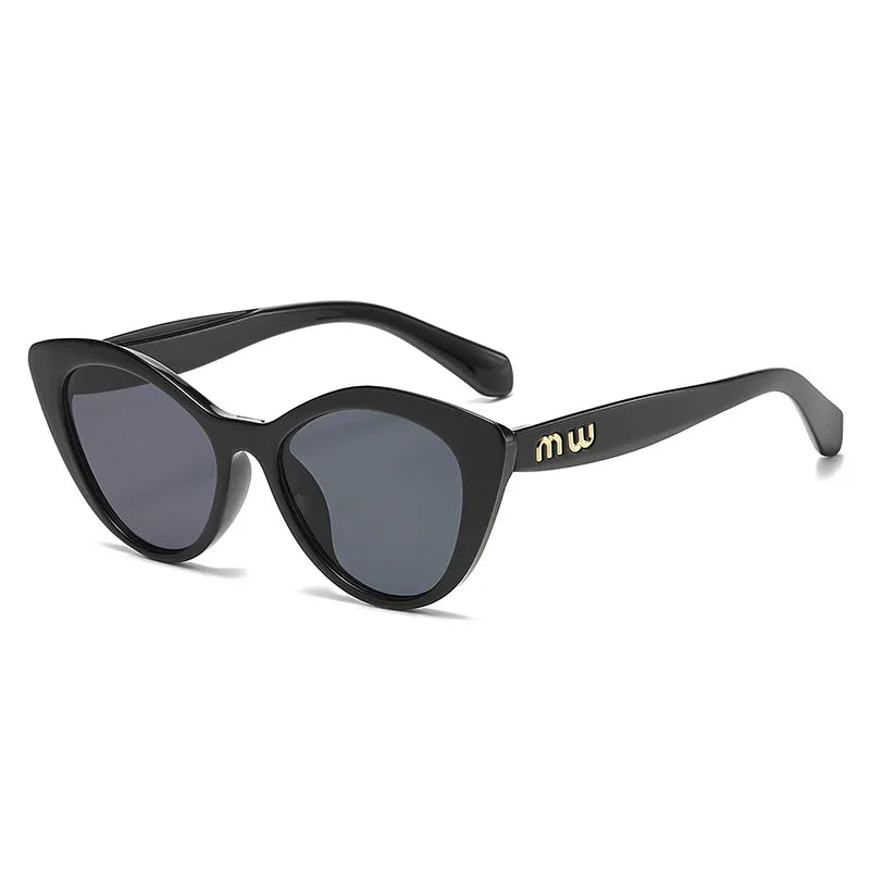 Fashion Cat Eye Women's Sunglasses 2025 Luxury Brand Designer Black Leopard Small Frame Sun Glasses UV400 Girl Letter Eyewear