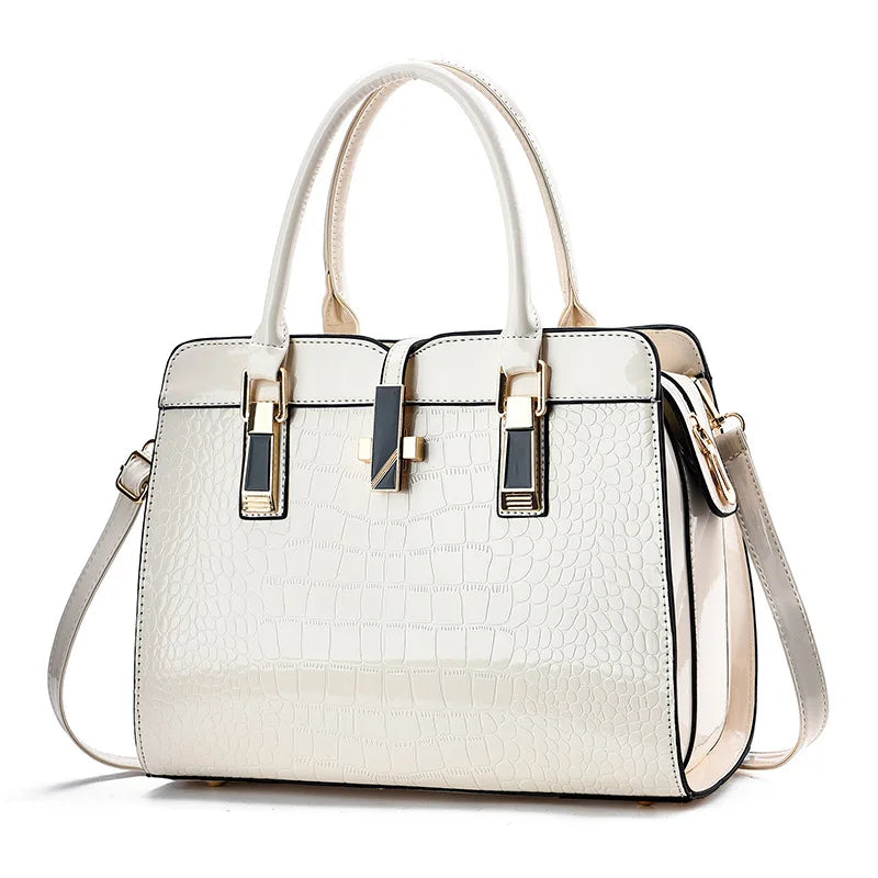 Luxury Crocodile-Pattern Tote Bag - Large Capacity Designer Shoulder & Crossbody Handbag