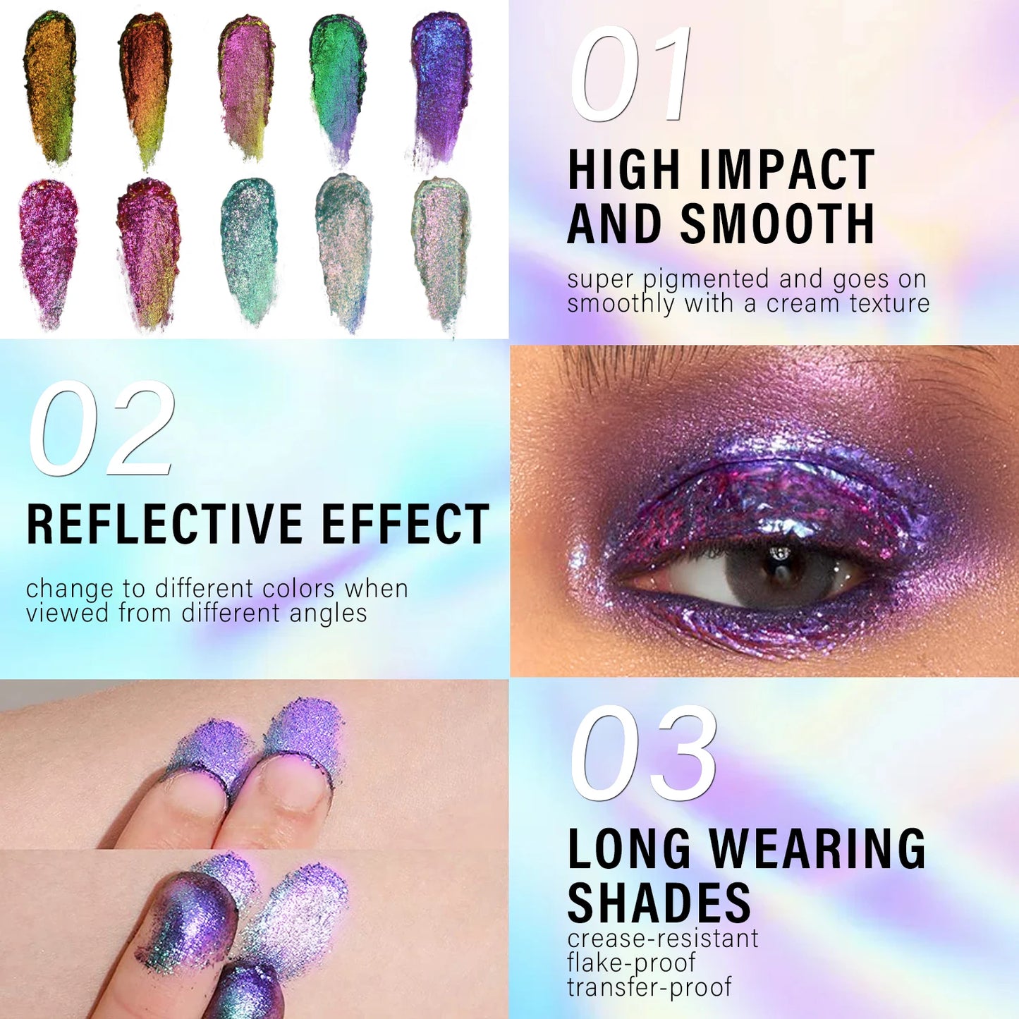 CHARMACY Multichrome Gel Liquid Glitter Eyeshadow – Long Lasting, Waterproof, High Pigment Shimmer Eye Makeup - Lylamor.com