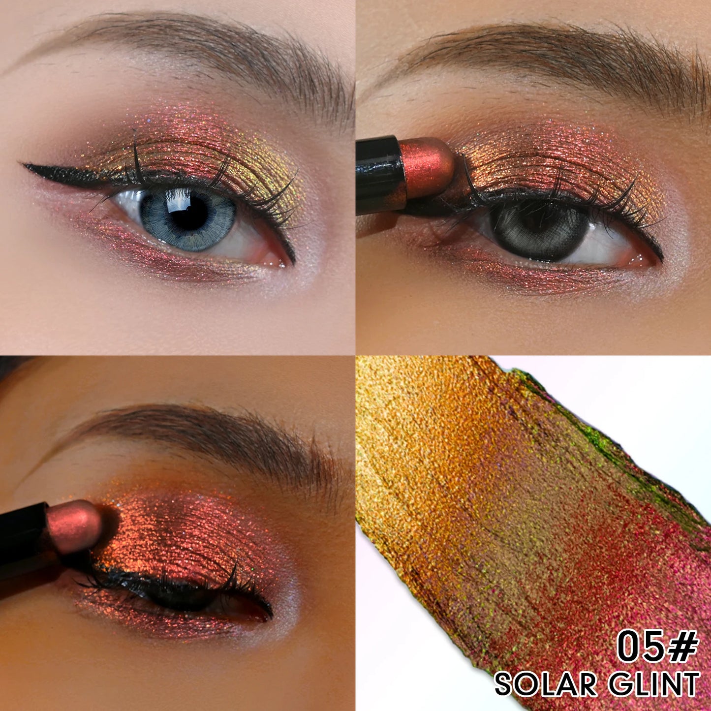 Multichrome Eyeshadow Pen | Double-Head Glitter Stick, Waterproof & Shimmer Finish