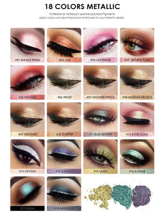 FOCALLURE 18 Colors Glitter Eyeshadow Palette – Waterproof Shimmer, Matte & Metallic Eye Makeup for Women - Lylamor.com