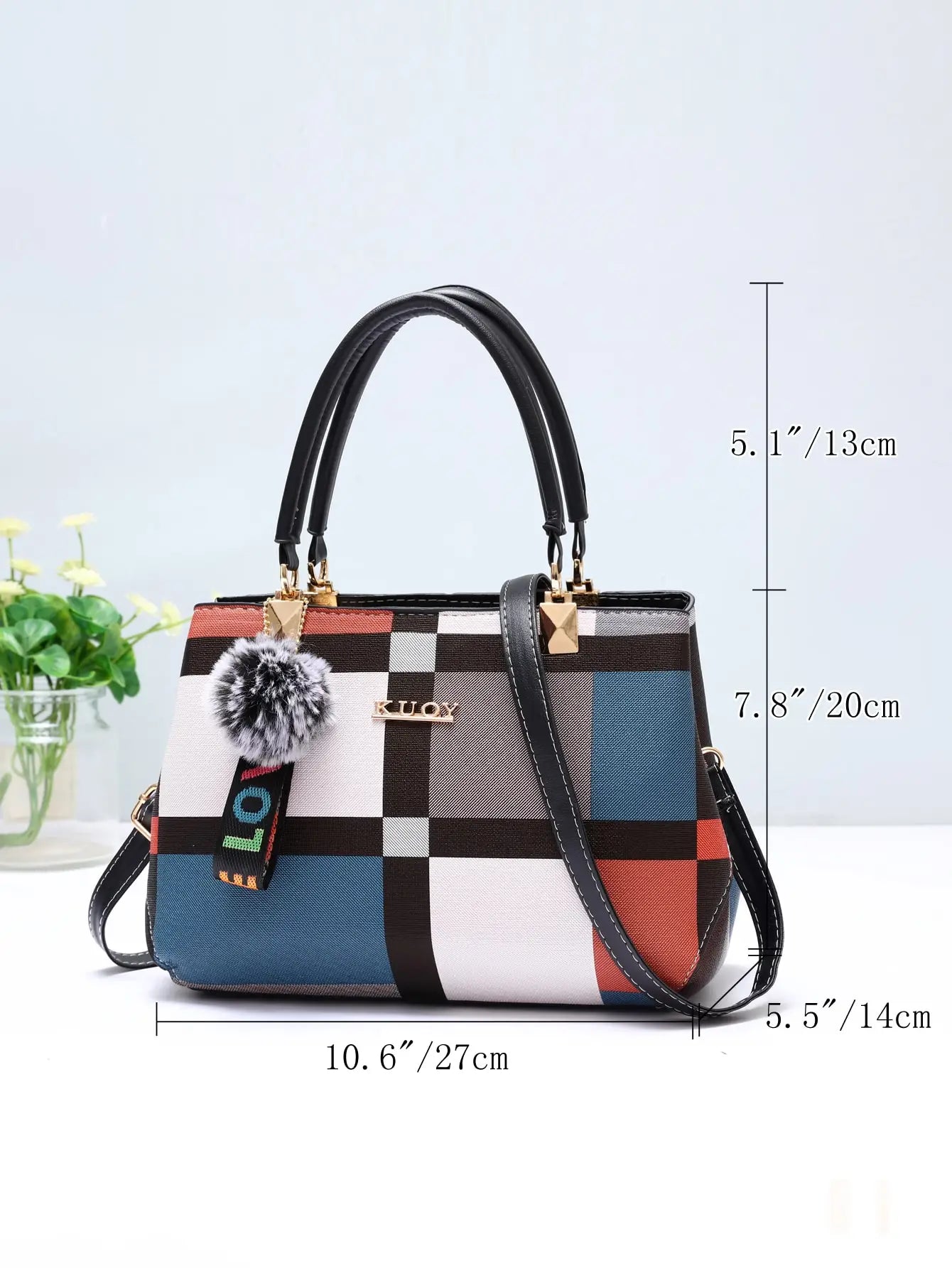 Luxury Grid Design Handbag - Trendy Women's Shoulder Bag