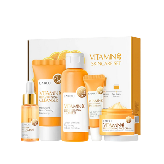 LAIKOU 5-Piece Vitamin C Skincare Set – Facial Cleanser, Serum, Eye Cream & Brightening Care Kit - Lylamor.com