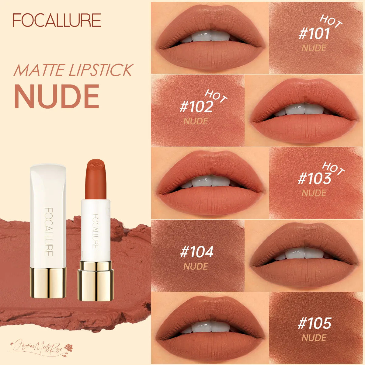 FOCALLURE 16 Shades Matte Lipstick – Long-Lasting, Waterproof & High-Pigment Lip Color for Women - Lylamor.com