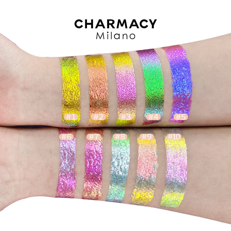 CHARMACY Multichrome Gel Liquid Glitter Eyeshadow – Long Lasting, Waterproof, High Pigment Shimmer Eye Makeup - Lylamor.com