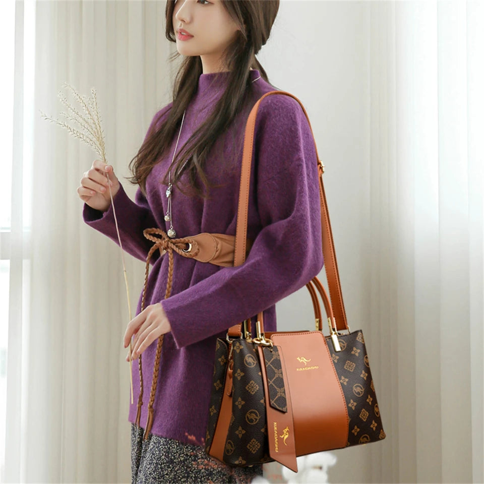 AMYMANG Soft Leather Large Capacity Shoulder and Crossbody Casual Tote Bag - Lylamor.com