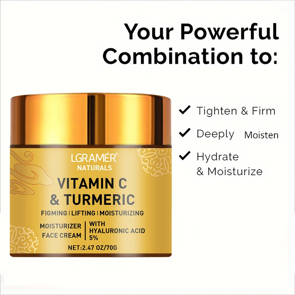 Turmeric & Vitamin C Face Cream – Retinol + Hyaluronic Acid Brightening Moisturizer