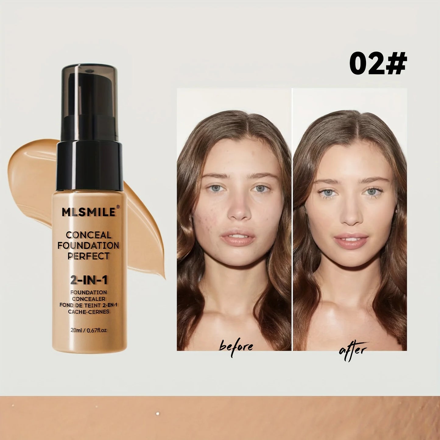 2-in-1 Oil Control Liquid Foundation & Concealer – Full Coverage, Waterproof & Hydrating - Lylamor.com