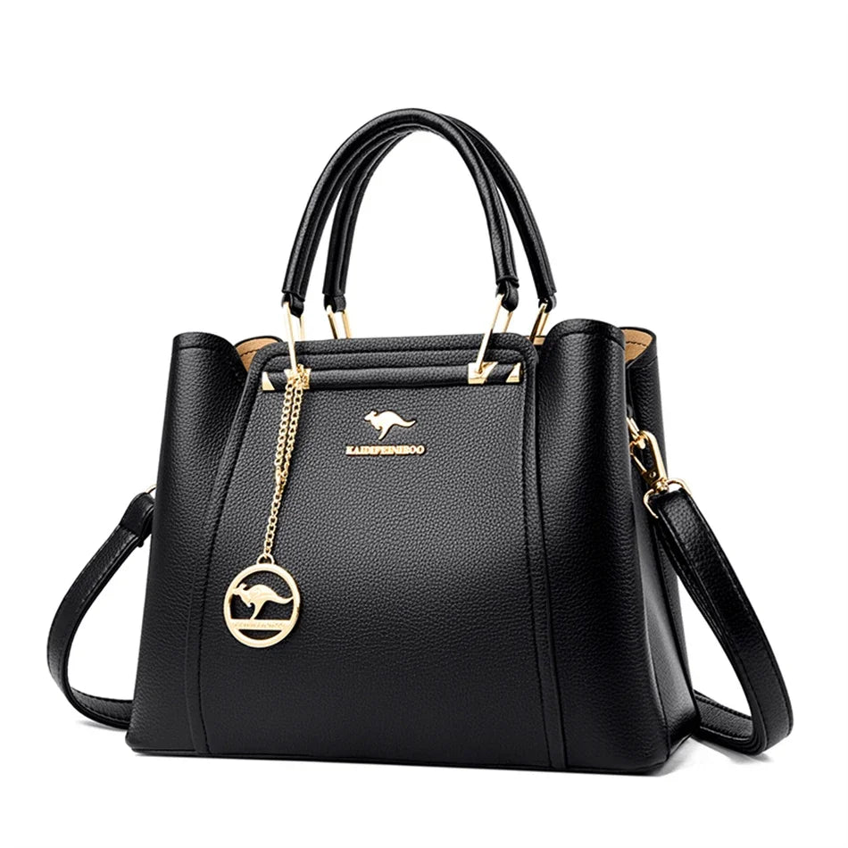 2025 Luxury 3-Layer Designer Handbag - Large Capacity Leather Shoulder & Crossbody Tote