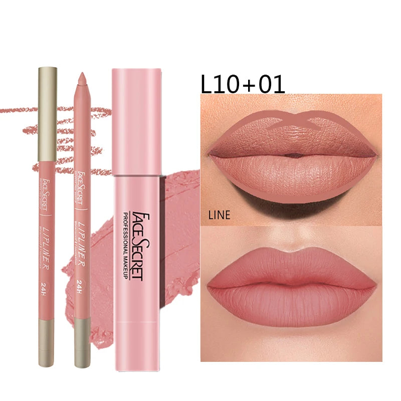 Matte Lipliner & Lipstick Set – Waterproof, Long-Lasting Lip Makeup