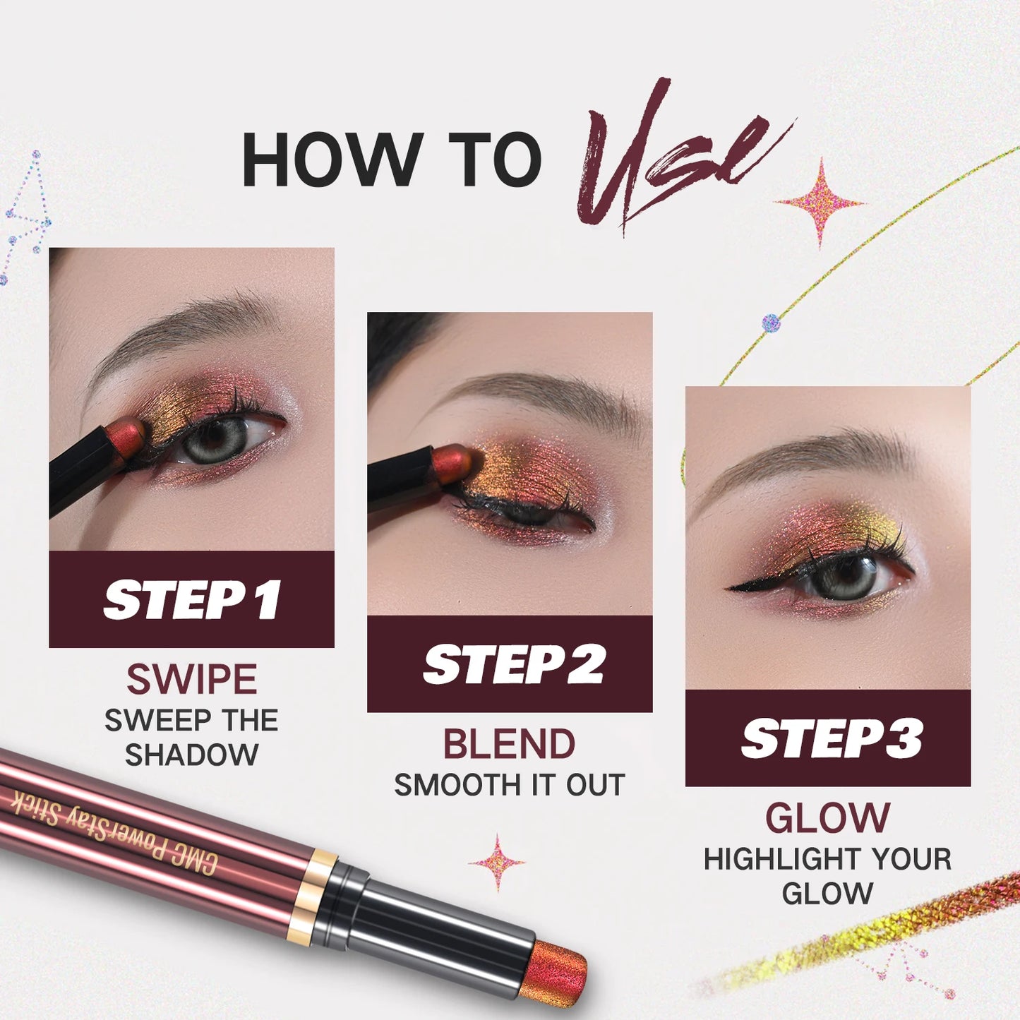 Multichrome Eyeshadow Pen | Double-Head Glitter Stick, Waterproof & Shimmer Finish