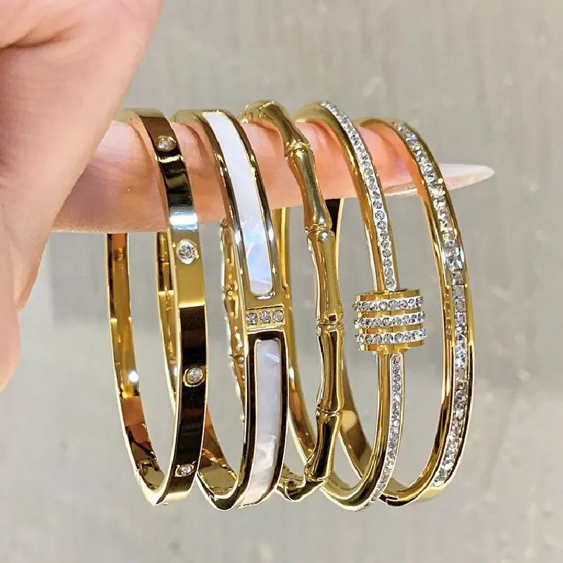 Titanium Steel Zircon Bracelet - Gold Plated Women's Everyday Jewelry