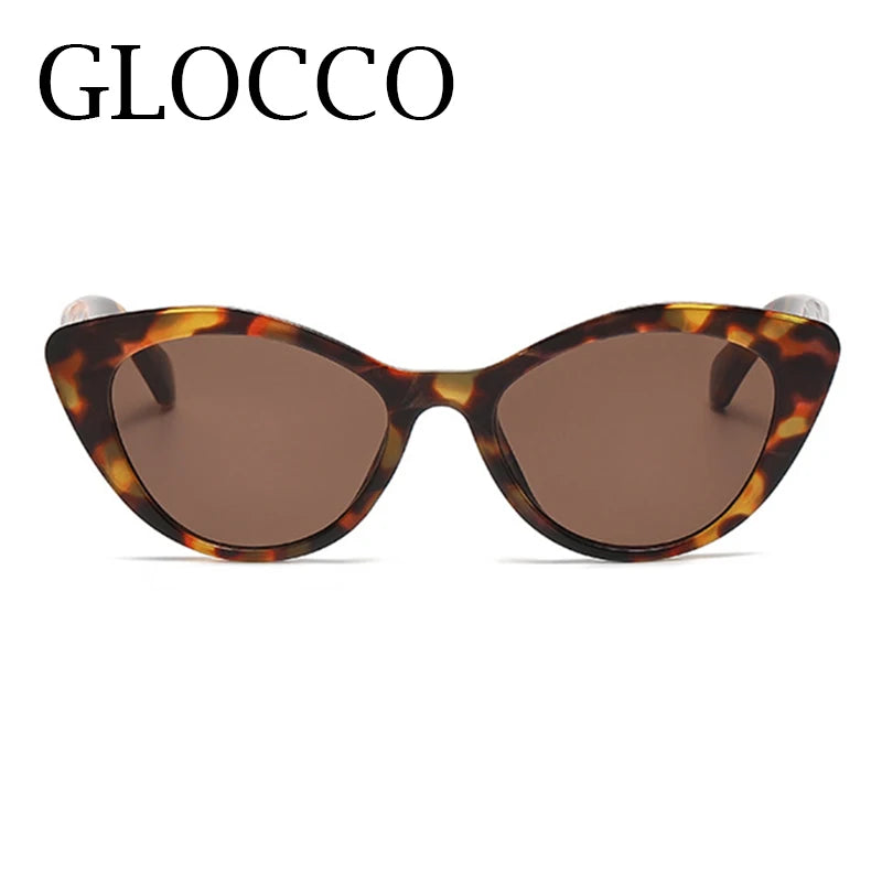 Fashion Cat Eye Women's Sunglasses 2025 Luxury Brand Designer Black Leopard Small Frame Sun Glasses UV400 Girl Letter Eyewear