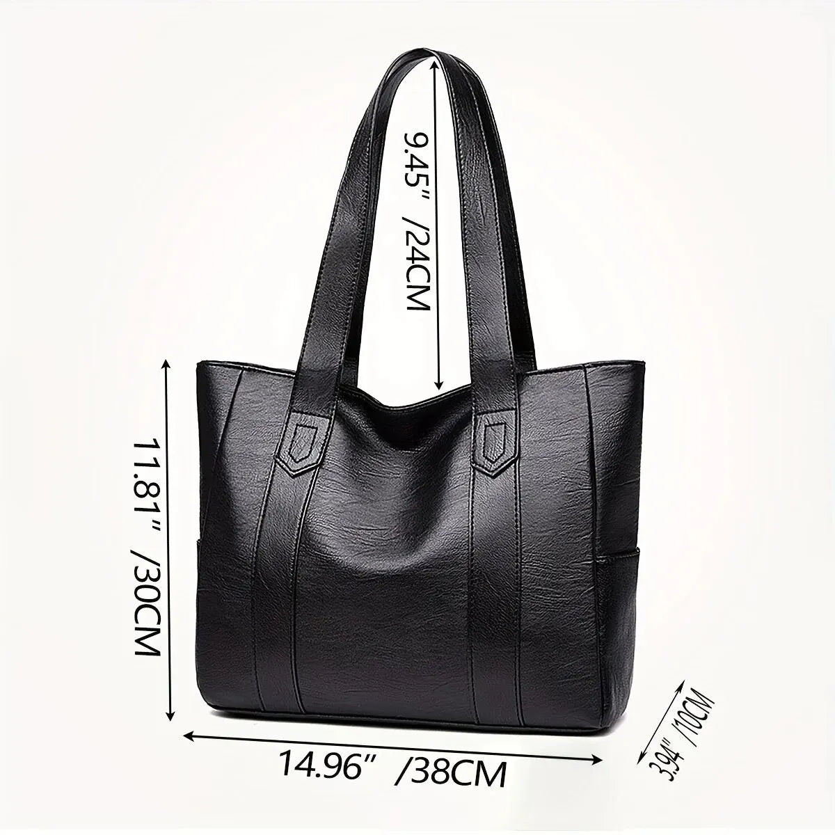 Vintage Large Capacity Tote Bag – Retro Vegan Leather Shoulder Bag for Women's Commute