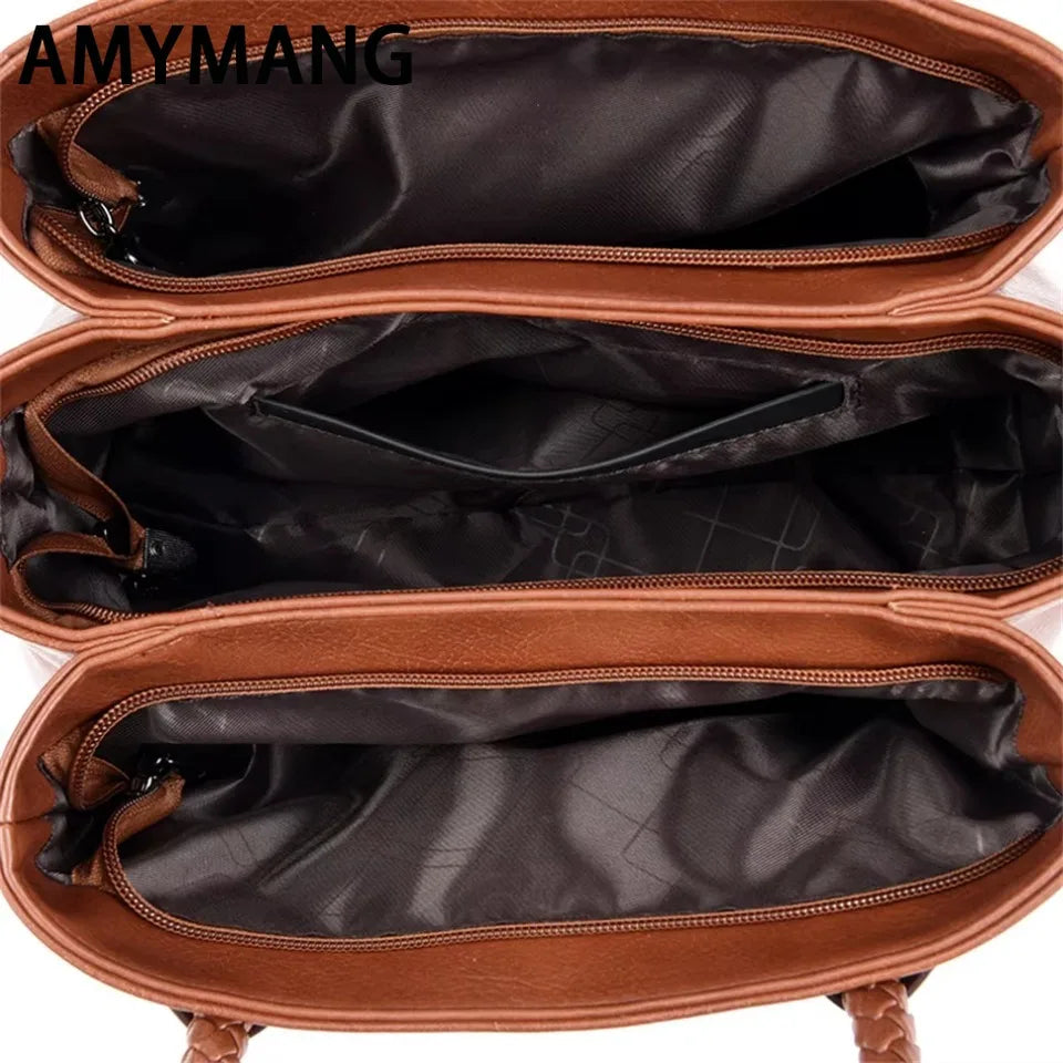 Luxury Women’s PU Leather Shoulder & Crossbody Tote Bag – Large Capacity Handbag with Zipper Closure - Lylamor.com