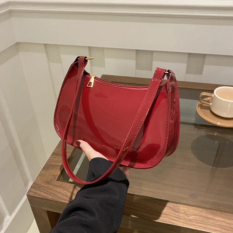 Retro Solid Color PU Leather Shoulder Bag - Fashion Hobo Handbag for Women