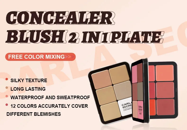 12 Colors Concealer Multi-Purpose Makeup Brightening Not Stuck Powder Contour and Highlighter Palette Bronzer Cream Palette