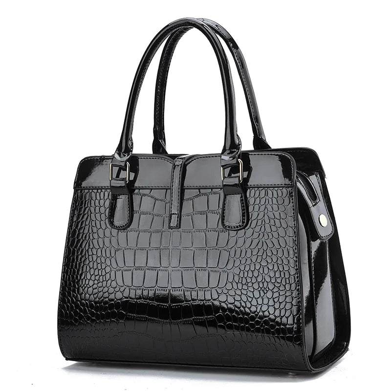 Luxury Crocodile-Pattern Tote Bag - Large Capacity Designer Shoulder & Crossbody Handbag